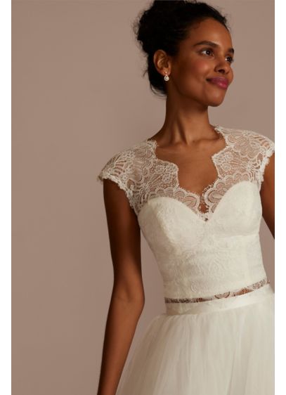 Allover Lace Cap Sleeve Separates Top - Bring your unique bridal vision to life with